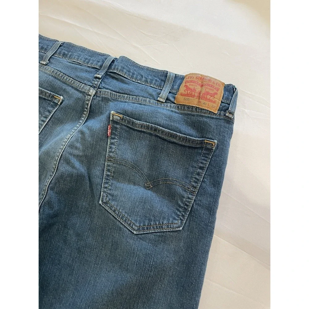 Levis 505‎ Jeans Mens 40x32 Blue Straight Denim Faded Workwear Pants